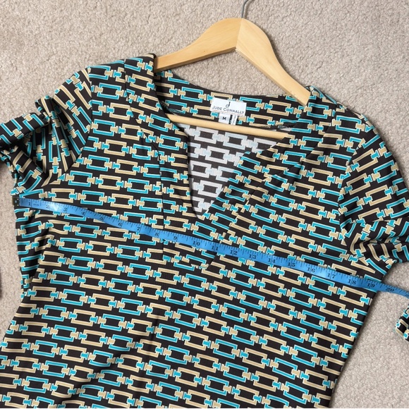 Jude Connally Dress Chain Link Print Geo Brown Blue Catalina Shift Dress Medium - Picture 8 of 15